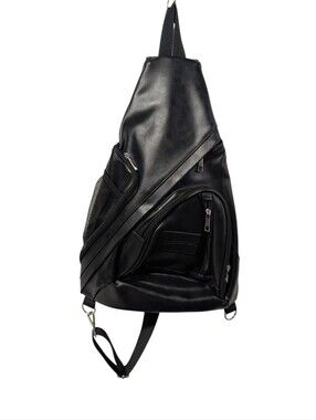 Journeyman Black Vegan Leather Sling Bag Crossbody Backpack NWT Men's Women's